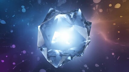 Luminous Ice Crystal Abstract 3D Render of a Sparkling Ice Fragment in a Vibrant Blue and Purple