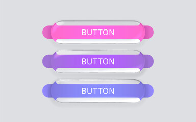Wall Mural - Glass button, frame label, event web bar, buttons with color. Vector illustration
