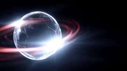 Wall Mural - A glowing sphere surrounded by ethereal rings of light. This digital creation captures a cosmic scene filled with energy and mystery. Perfect for sci-fi themes and digital art. AI