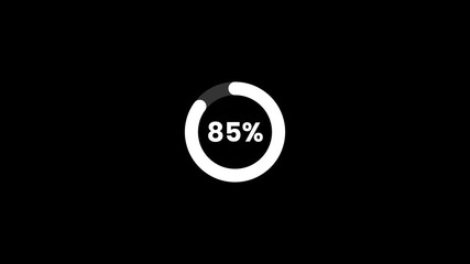 Circle loading bar icon animation on black background