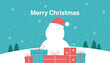 © Azizchehna - Festive snowman with gifts under a snowy sky, celebrating Christmas joy.