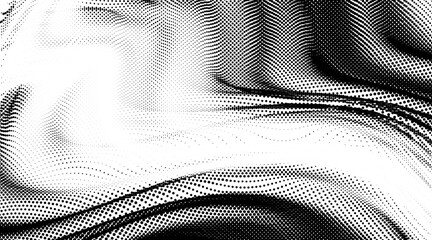 Wall Mural - flowing wave dot halftone vector pattern: curve gradient shape on transparent overlay background. su