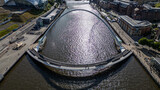 Gateshead Millennium Bridge Over River Tyne  in Newcastle upon Tyne, UK.