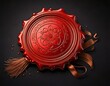 © bcaky - Ornate red wax seal with decorative ribbon
