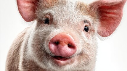 cute piglet with a charming expression against a plain background looking directly at the viewer