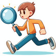 © Izzul - Cartoon illustration of person walking with magnifying glasses