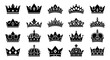 © SAFIICLON - Crown silhouette collection. A diverse set of black vector icons representing royalty, monarchy, and luxury. Graphic design elements for heraldry