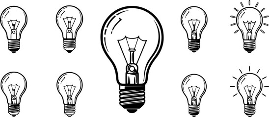 Vintage light bulb vector set