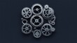 © afridwi - Interlocking metal gears on dark background