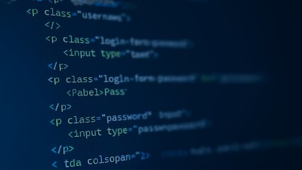 Code, HTML, php web programming source code. Abstract code background - 3d rendering..