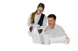 © muse studio - Manager works with colleague at computer in the office