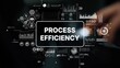 © InfiniteFlow - Visual Representation of Process Efficiency with Graphs, Data Analytics, and Business Icons on a Dark Background. Asymptotic smart data analytic.