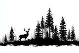 Majestic deer silhouette in a dark pine forest a serene nature scene