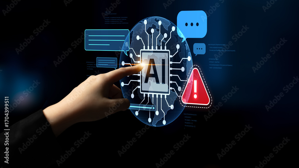 AI interface showing prompt error warning and system alert. AI prompt ...