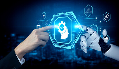 Wall Mural - the mind of an ai machine learning and software developer. a concept of advanced ai coding, data sci