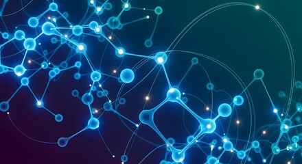 Abstract blue molecule structure with connected atoms and lines background