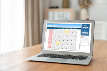 Calendar on computer software application for modish schedule planning for personal organizer and online business