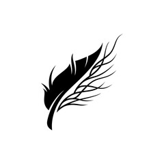 Wall Mural - abstract feather or quill logo in black color isolated on white background