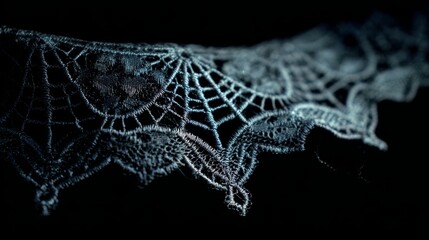 Spiderweb lace textile detail. Gothic Halloween fabric