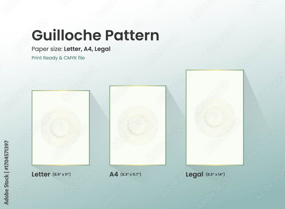 Gulluchi Pattern Guilloche pattern in different paper sizes A4, letter, legal, guilloche ...