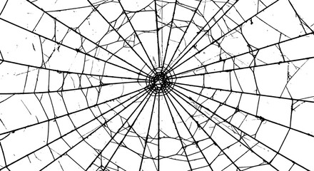 An intricate and delicate spider web structure against a simple background, showcasing a complex, geometric pattern. The radial design is a testament to natural craftsmanship