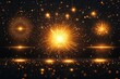 © btiger - Glowing golden light bursts and sparkles in symmetrical patterns against a dark background, creating a vibrant and festive atmosphere