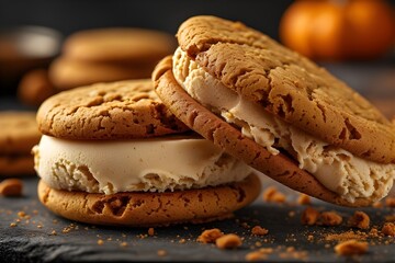 Wall Mural - pumpkin cookie vanilla ice cream sandwich