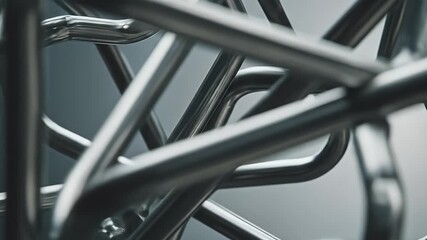 3D Abstract Metal Structure with Smooth Lines and Gray Background