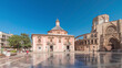 Panoramic timelapse of Valencia's Plaza de la Virgen. Spain