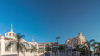 Valencia Central Market timelapse panorama. Historic public market with stunning architecture. Spain