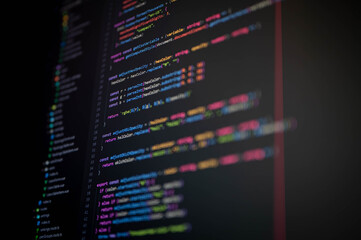 close-up of colorful programming code showing hexcolor, rgba, and adjusthslopacity functions, repres