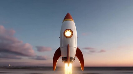 Wall Mural - rocket launch sky space flight technology futuristic light fire sunset aerospace exploration vehicle