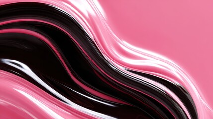 Canvas Print - Flowing Swirls of Pink and Black Abstract Fluid Background Art