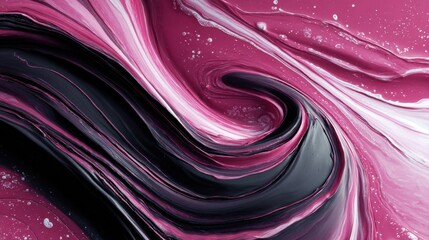 Canvas Print - Abstract Fluid Art in Vibrant Pink and Black Swirls and Patterns