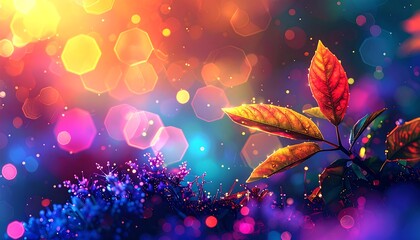 Vibrant autumn leaves in bokeh