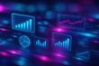 © Bijac - Futuristic corporate strategy interface with motion trails holographic charts and neon analytics conveying growth innovation and advantage