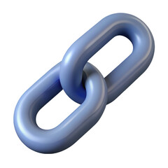 Blue chain link isolated on transparent background