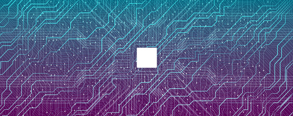 Abstract digital technology background with futuristic circuit lines and gradient colors, representing artificial intelligence, innovation, data science, and modern business technology.