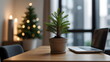 © JutaDesign - Christmas work desk ideas, festive home office setup,