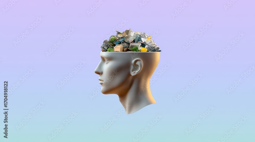 Cluttered and excessive thoughts. Unnecessary mental clutter. Too much ...