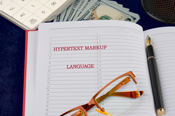Developing a website structure with hypertext markup language on a computer while utilizing design and coding tools for efficiency