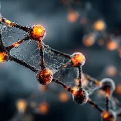 Abstract molecular structure with glowing atoms high resolution picture