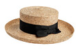 © tiwi - Round straw hat with black ribbon bow