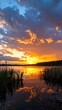 © KELOMPOK - Dramatic sunset over a calm lake