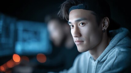 Focused Programmer Coding Late at Night