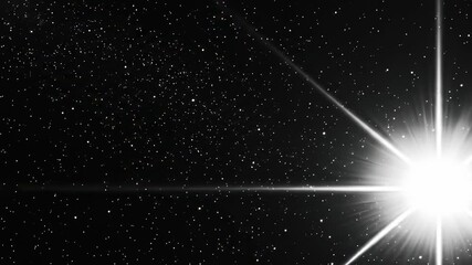 Wall Mural - Starry night sky with a bright starburst and scattered small stars