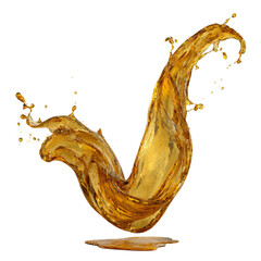 Wall Mural - Dynamic liquid sculpture, captivating golden cascade, flowing fluid artistry on clean transparent
