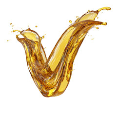 Wall Mural - Golden liquid dynamic splash forming abstract shape against transparent setting