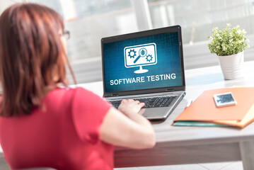 Software testing concept on a laptop screen