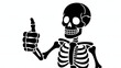 © Ch - Black skeleton giving a thumbs up gesture, isolated on white background